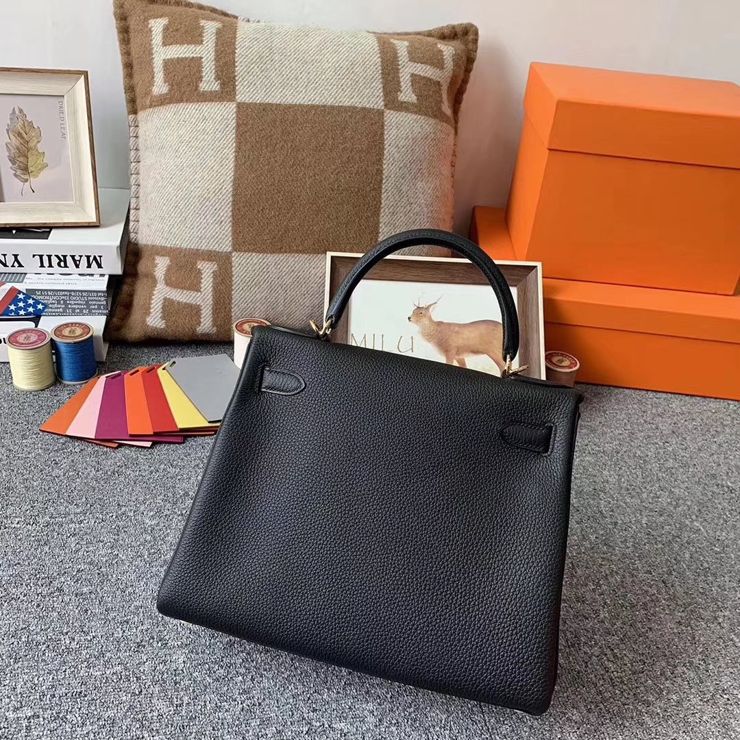 Hermès（爱马仕）CK89 黑色 原厂御用顶级小牛皮 Kelly 28 金扣 现货
