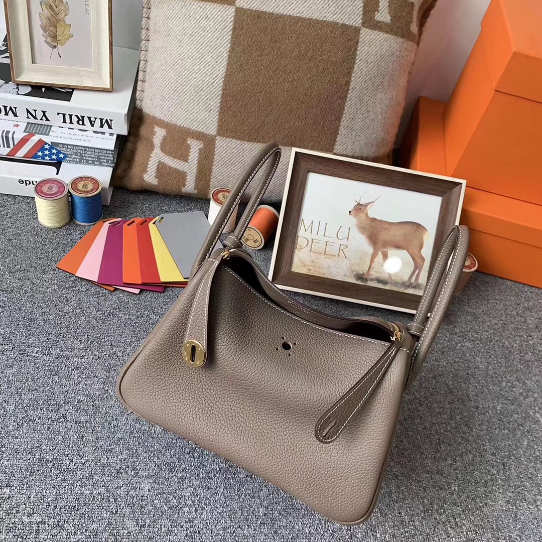 Hermès（爱马仕）CK 18大象灰  原厂御用顶级小牛皮 Lindy 26 金扣 现货