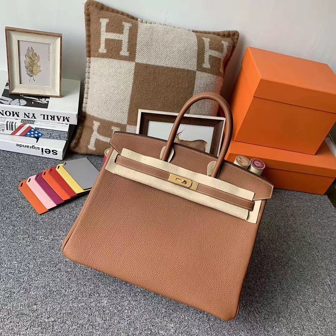 Hermès（爱马仕）c37 金棕色 原厂御用顶级小牛皮 Birkin 35 金扣 银扣 现货