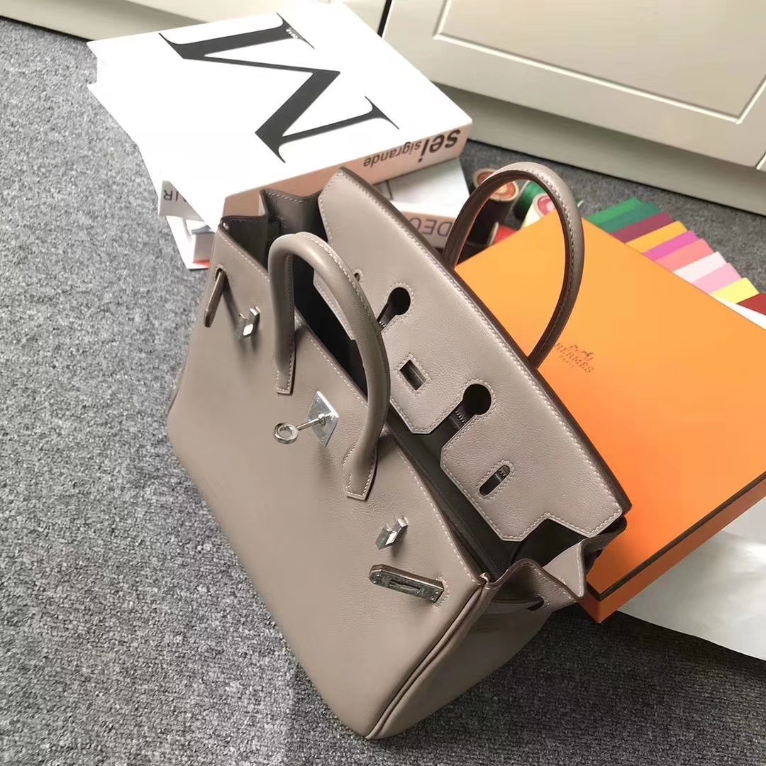 Hermès（爱马仕）m8 沥青灰 原厂御用顶级Swift 皮 Birkin 25 银扣 订单出货