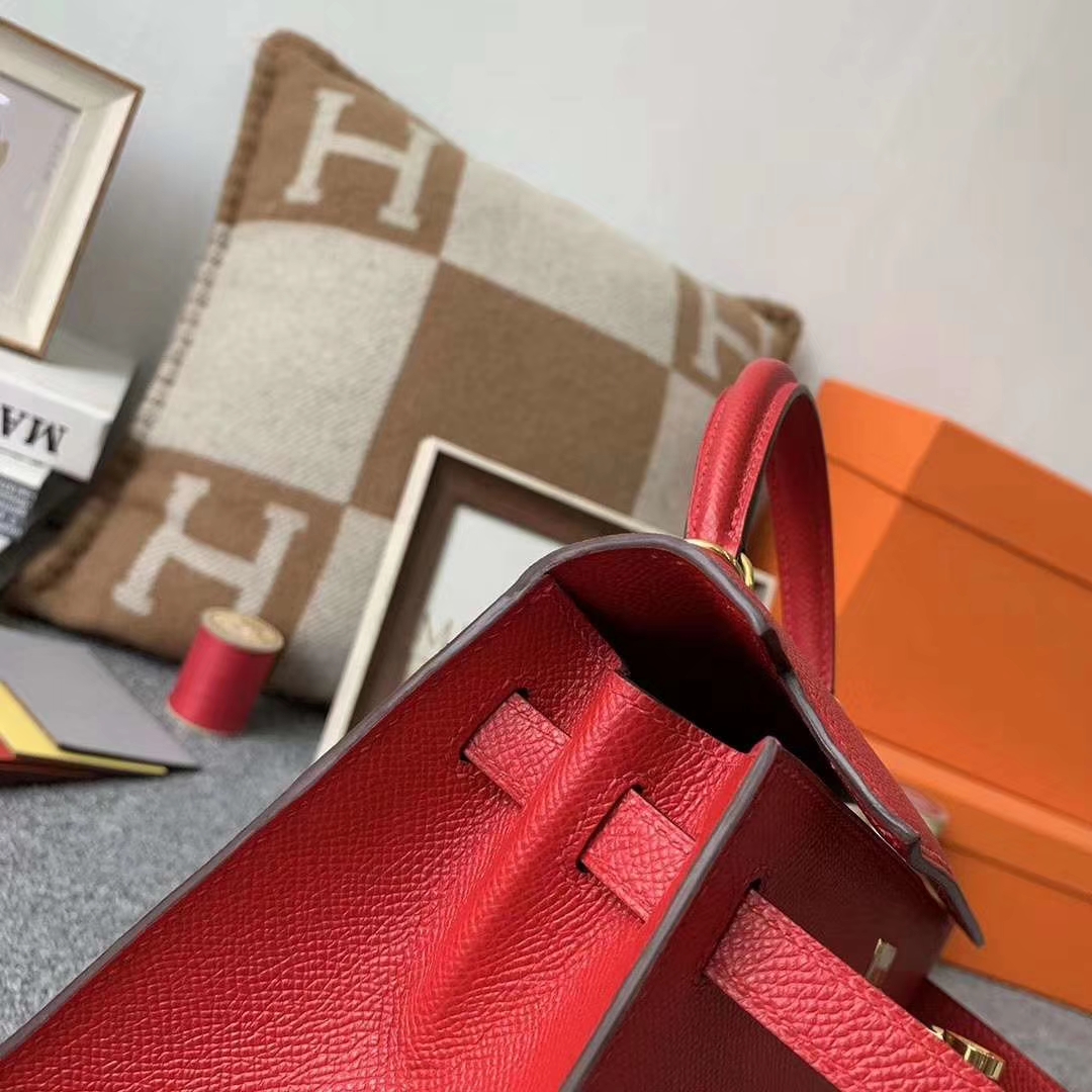 Hermès（爱马仕）Q5 中国红 原厂御用顶级Epsom 皮 Kelly 25 外缝 订单出货