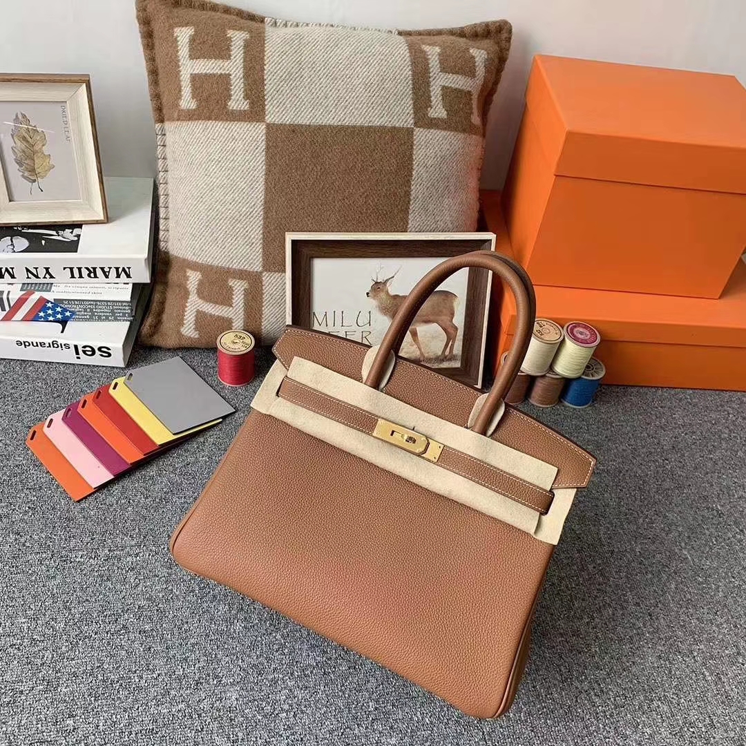Hermès（爱马仕）c37 金棕色 原厂御用顶级小牛皮 Birkin 30 银扣 现货