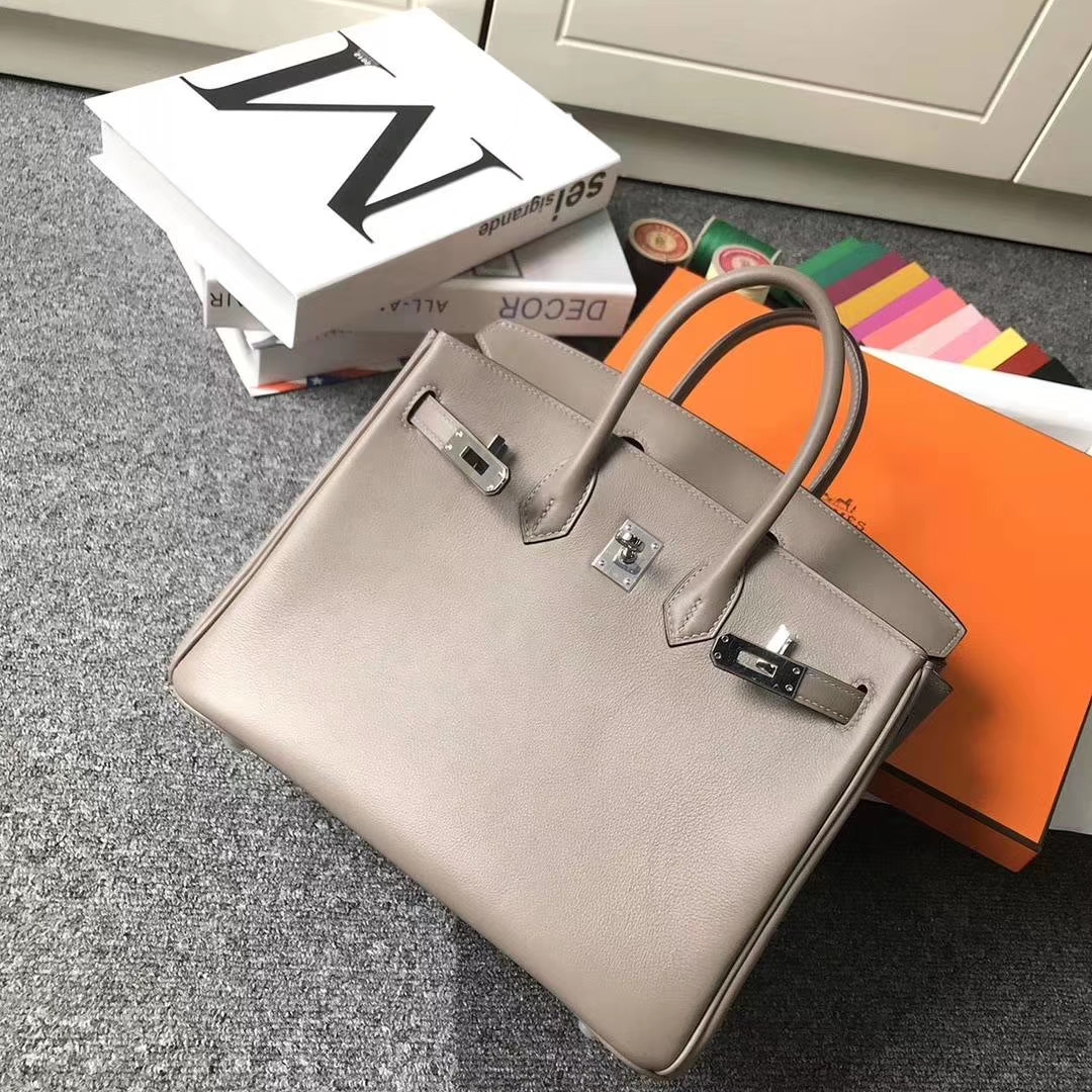 Hermès（爱马仕）m8 沥青灰 原厂御用顶级Swift 皮 Birkin 25 银扣 订单出货