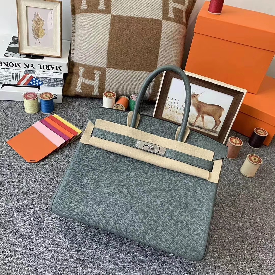 Hermès（爱马仕）杏绿色 原厂御用顶级小牛皮 Birkin 30 银扣 订单出货