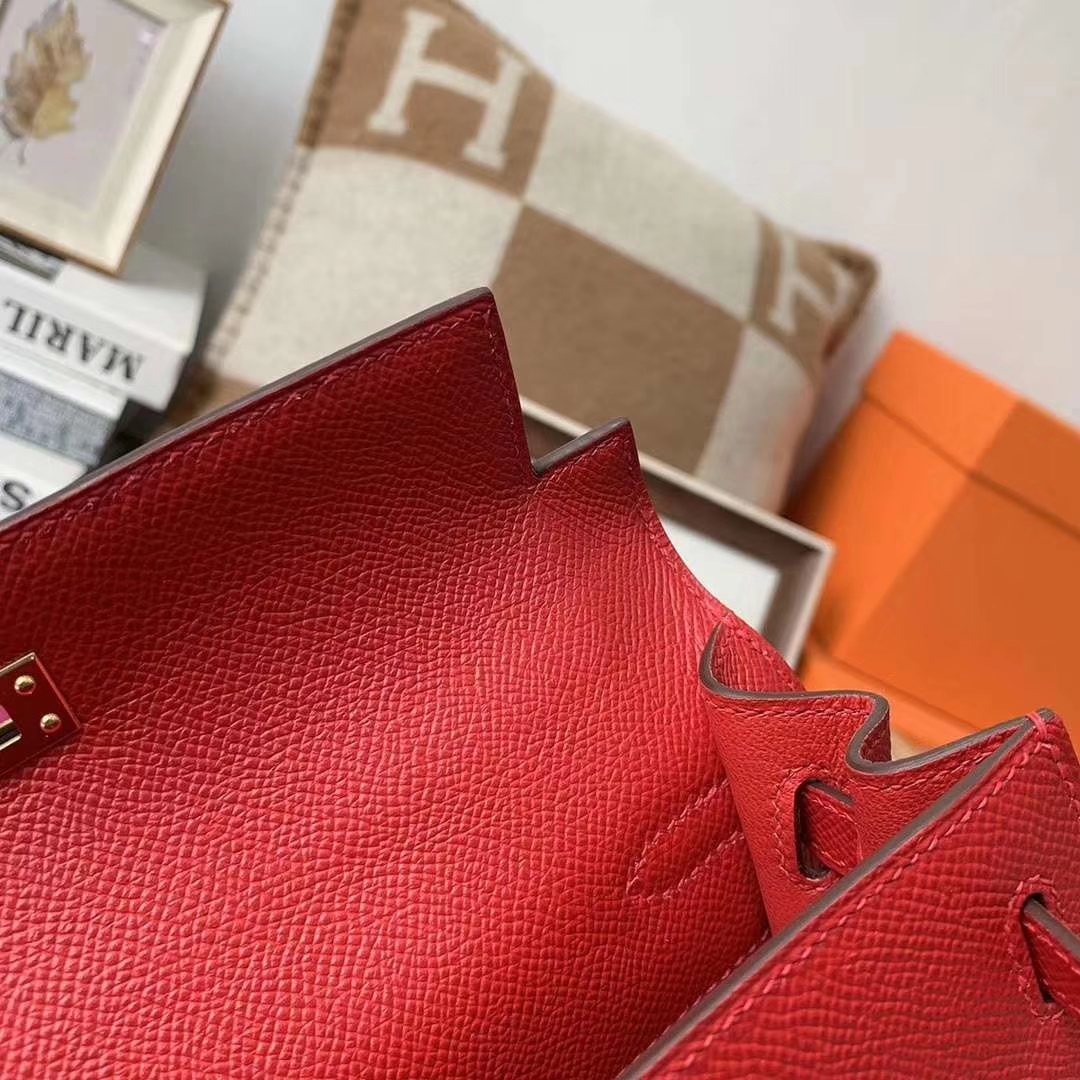 Hermès（爱马仕）Q5 中国红 原厂御用顶级Epsom 皮 Kelly 25 外缝 订单出货