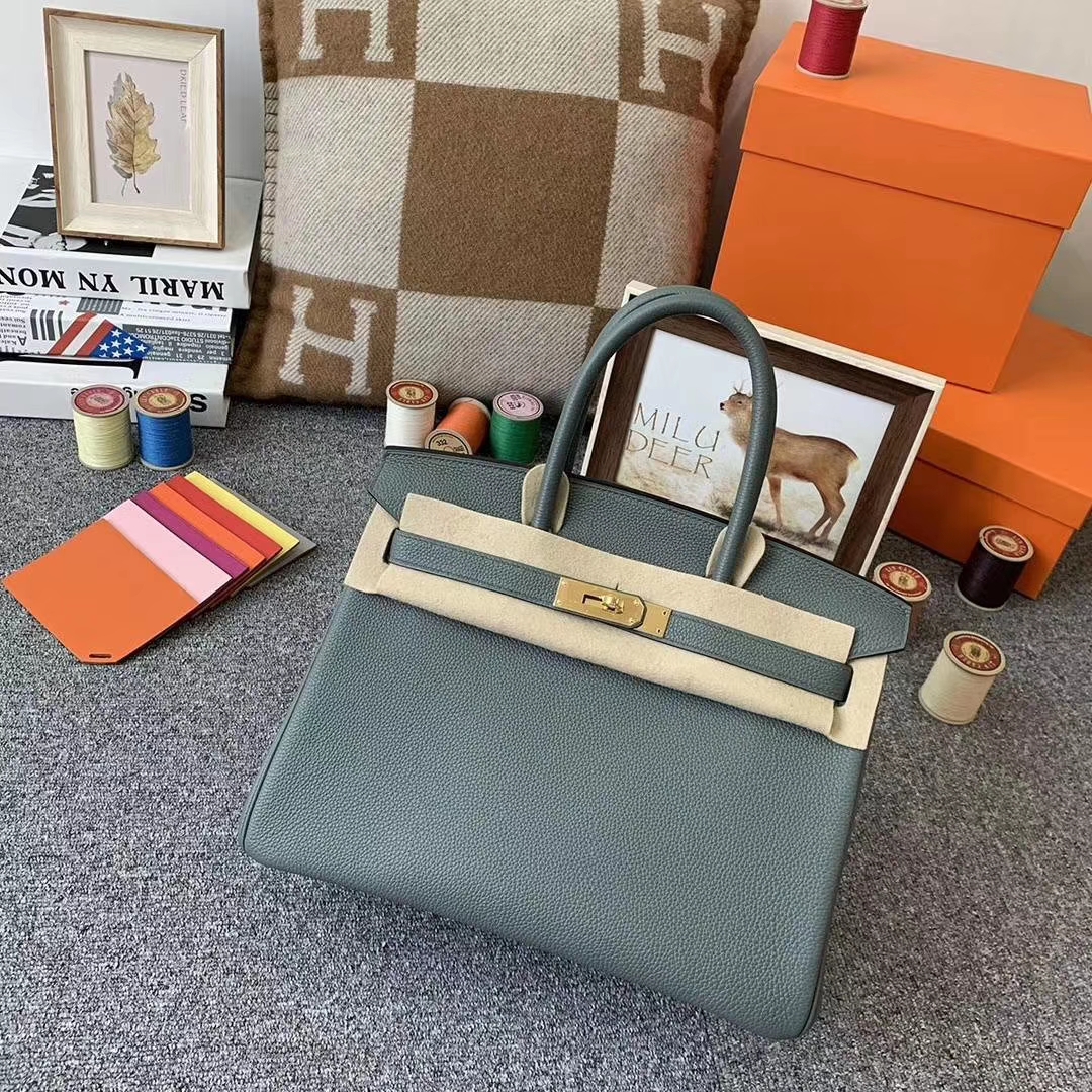 Hermès（爱马仕）杏绿色 原厂御用顶级小牛皮 Birkin 30 银扣 订单出货