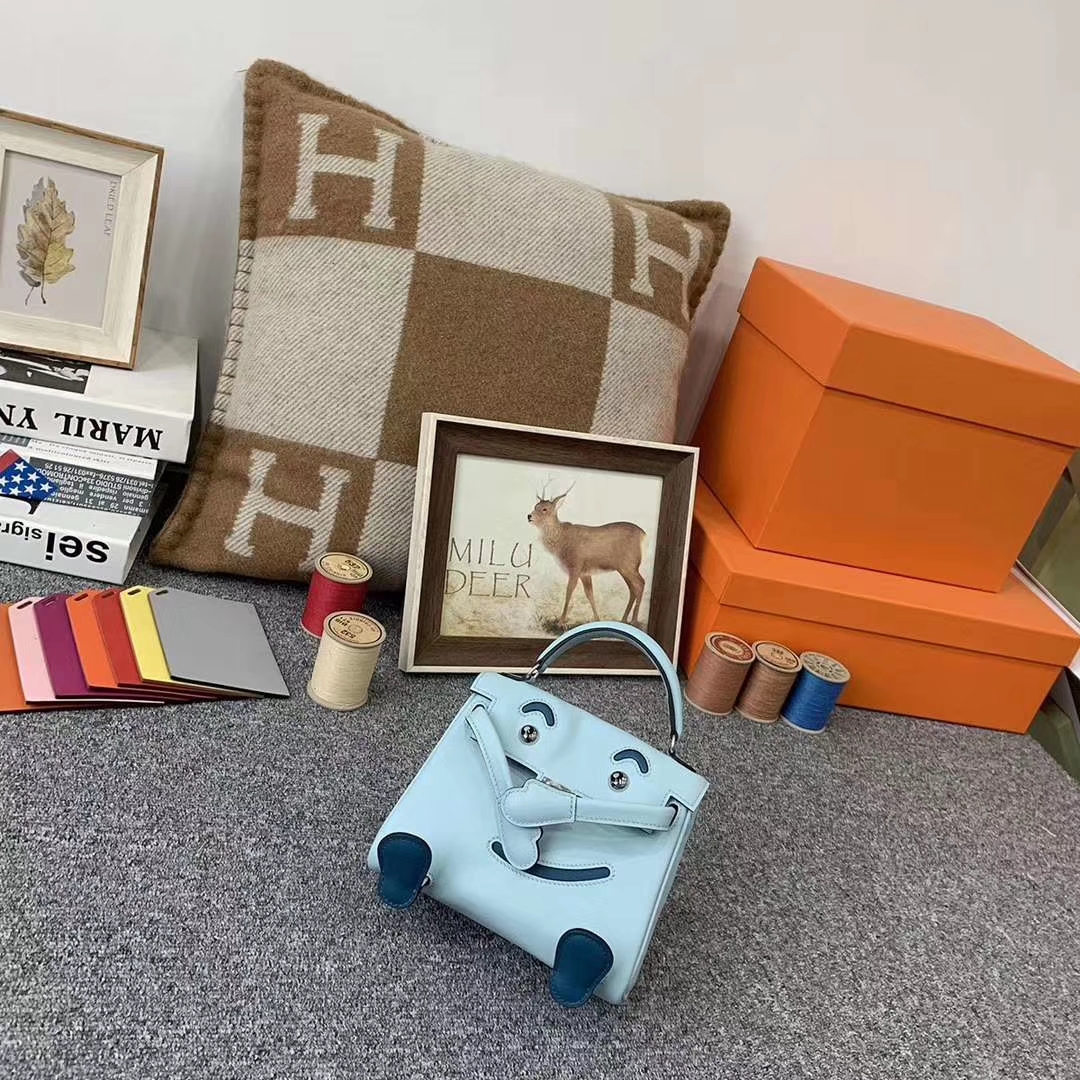 Hermès（爱马仕）U2微风蓝拼7L普鲁士蓝 原厂御用顶级Swift 皮 Kelly doll 银扣 现货