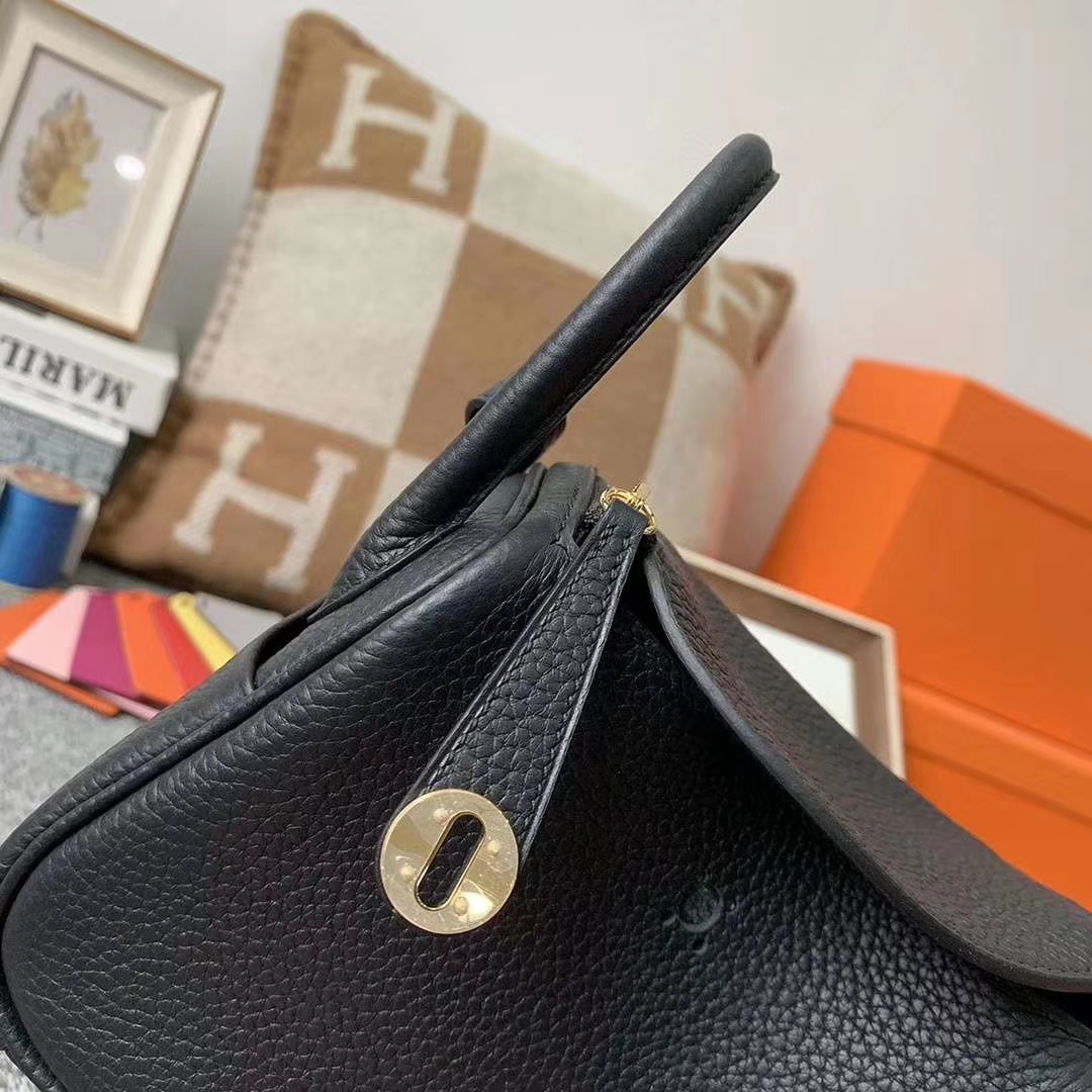 Hermès（爱马仕）CK89黑色 原厂御用顶级TC皮 Mini Lindy 金扣 银扣 现货
