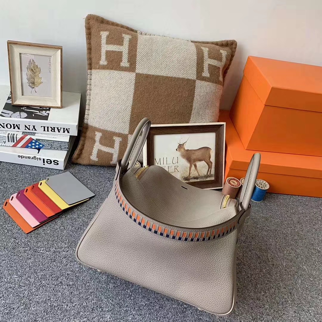 Hermès（爱马仕）M8沥青灰 原厂御用顶级TC皮 lindy30 银扣 肩带epsom 编织手柄