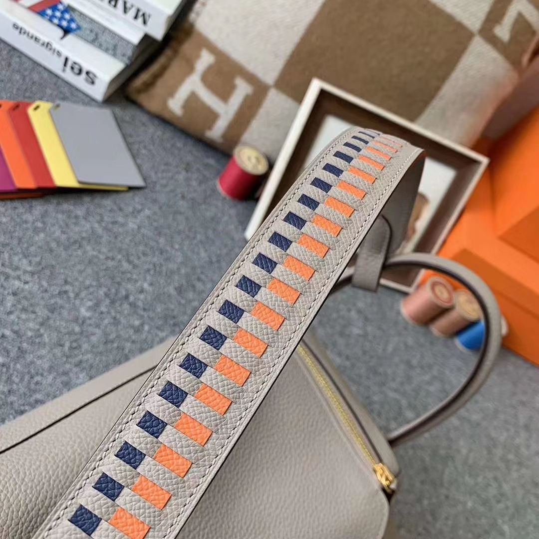 Hermès（爱马仕）M8沥青灰 原厂御用顶级TC皮 lindy30 银扣 肩带epsom 编织手柄