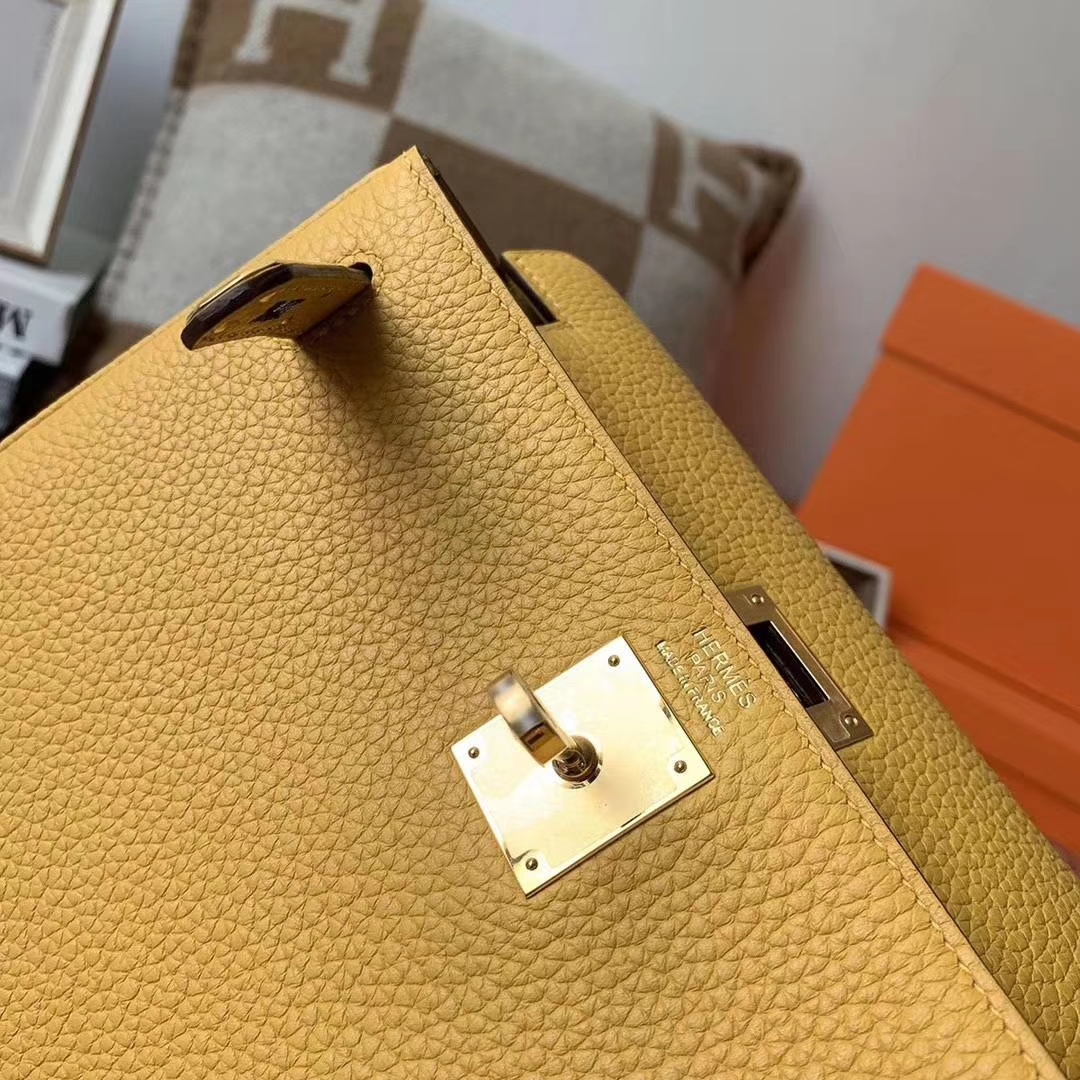 Hermès（爱马仕）9D琥珀黄 原厂御用顶级TC皮 Kelly ado 金扣 现货