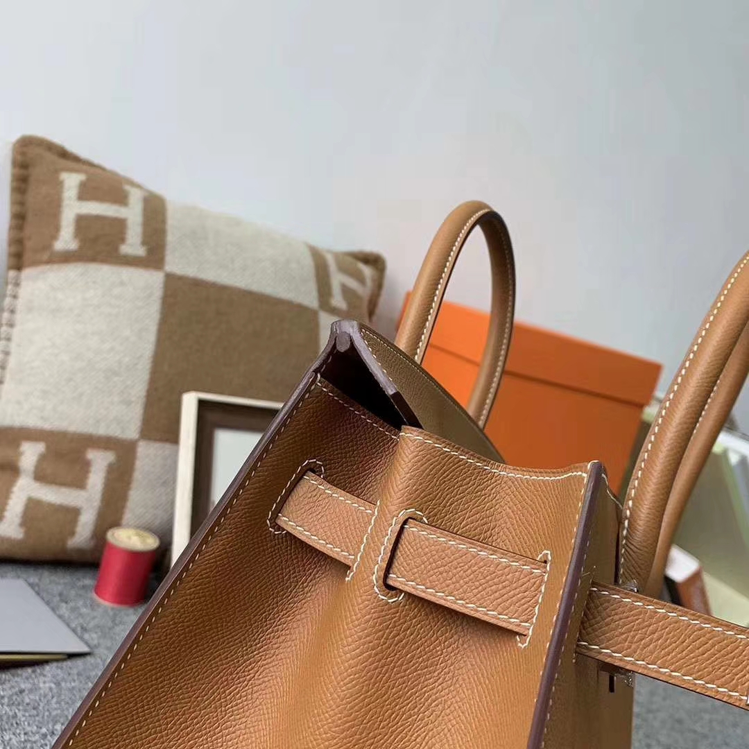 Hermès（爱马仕）C37金棕色 原厂御用顶级Epsom 皮 Birkin 30 外缝 银扣 现货