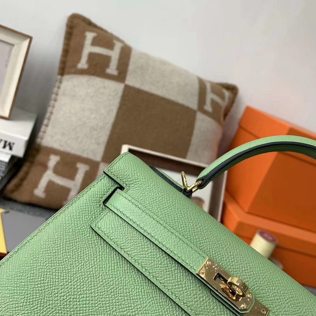 Hermès（爱马仕）3I牛油果绿 原厂御用顶级Epsom 皮 Kelly 25 外缝 金扣 现货