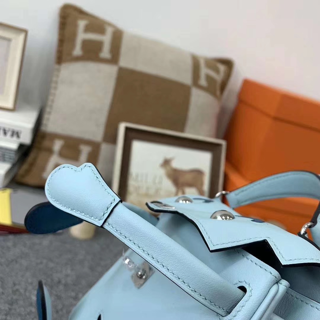 Hermès（爱马仕）U2微风蓝拼7L普鲁士蓝 原厂御用顶级Swift 皮 Kelly doll 银扣 现货
