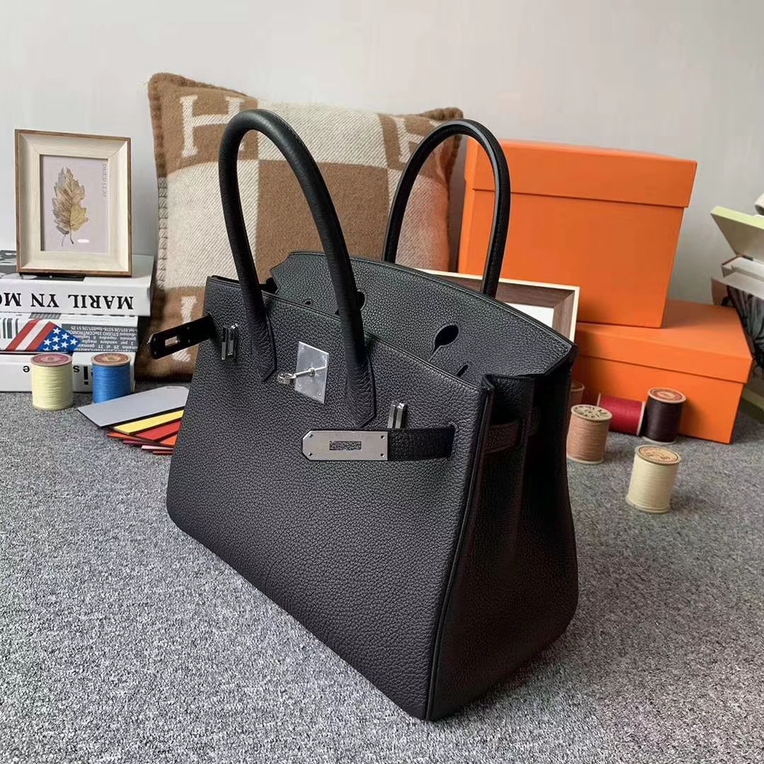 Hermès（爱马仕）CK89黑色 原厂御用顶级小牛皮 Birkin 30 银扣 现货