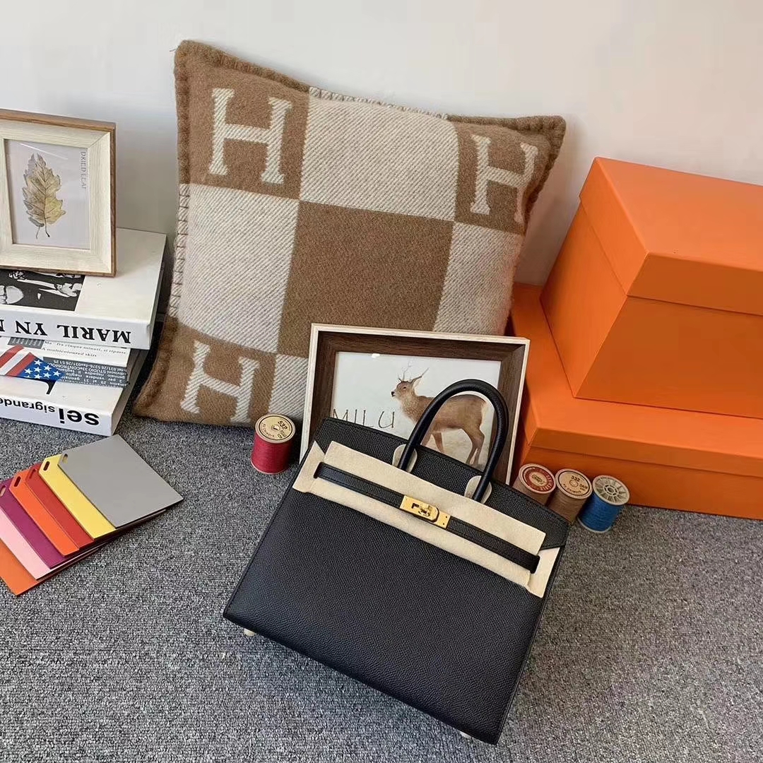 Hermès（爱马仕）cK89 黑色 原厂御用顶级Epsom皮 Birkin 25 金扣 外缝 现货