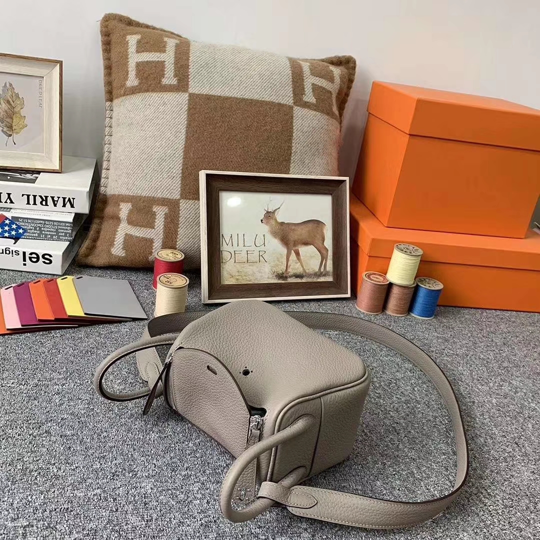 Hermès（爱马仕）M8沥青灰 巴黎灰 原厂御用顶级TC皮 Mini Lindy 银扣 现货