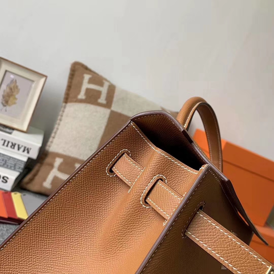 Hermès（爱马仕）C37金棕色 原厂御用顶级Epsom 皮 Kelly 32 外缝 金扣