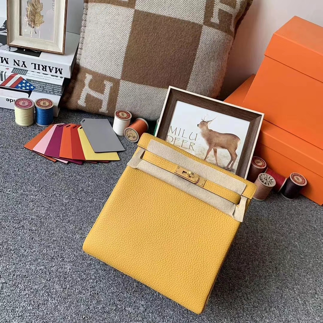 Hermès（爱马仕）9D琥珀黄 原厂御用顶级TC皮 Kelly ado 金扣 现货