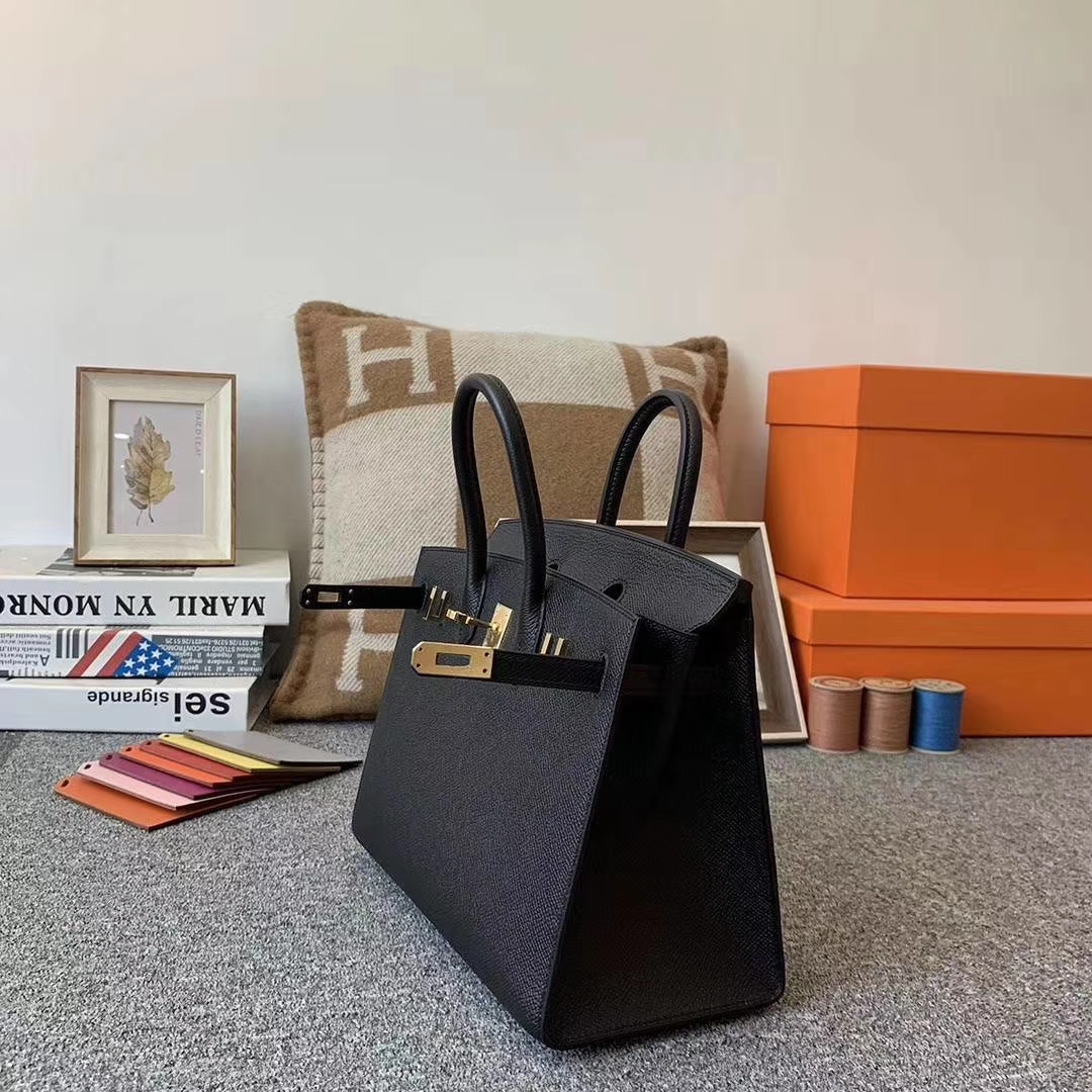 Hermès（爱马仕）cK89 黑色 原厂御用顶级Epsom皮 Birkin 25 金扣 外缝 现货