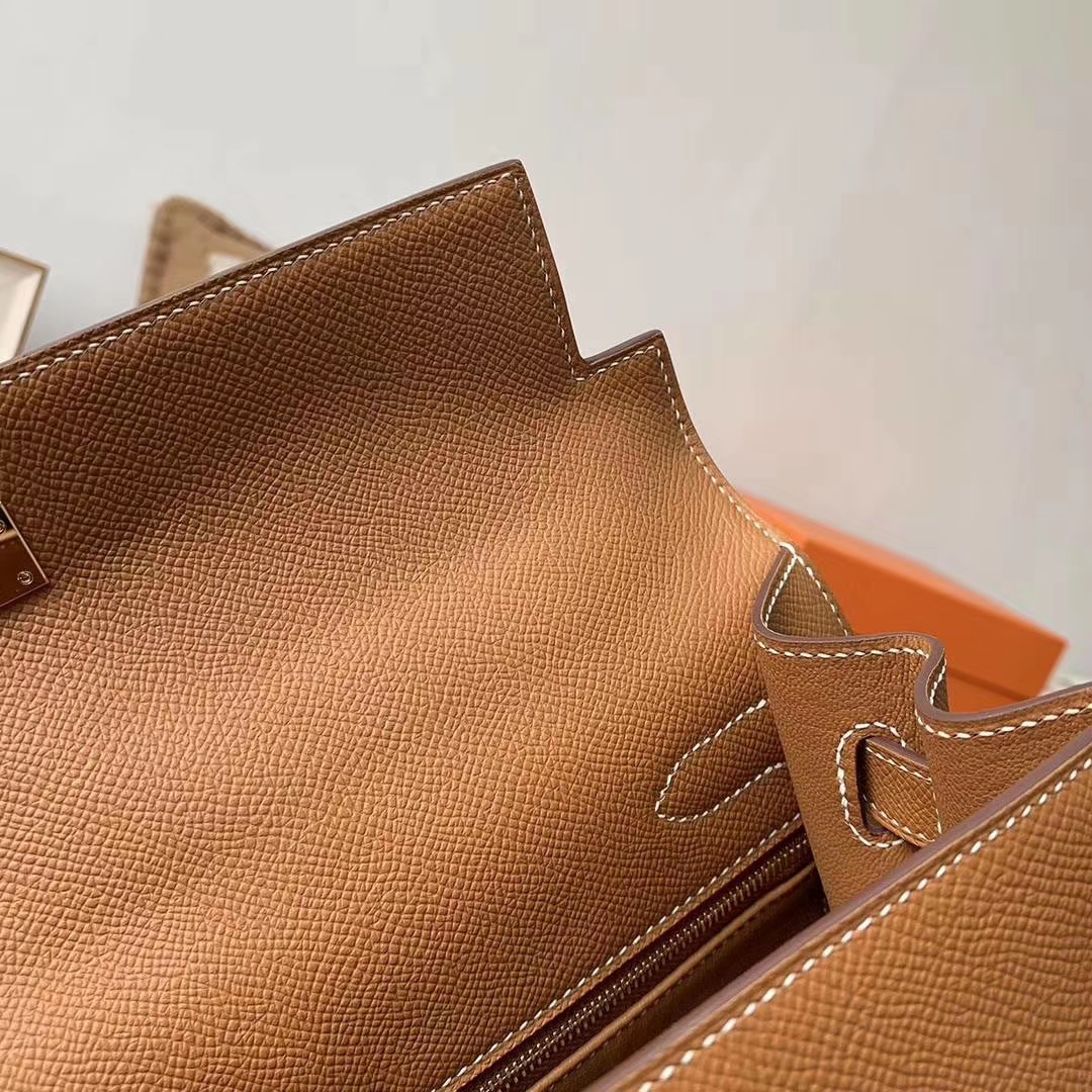 Hermès（爱马仕）C37金棕色 原厂御用顶级Epsom 皮 Kelly 32 外缝 金扣