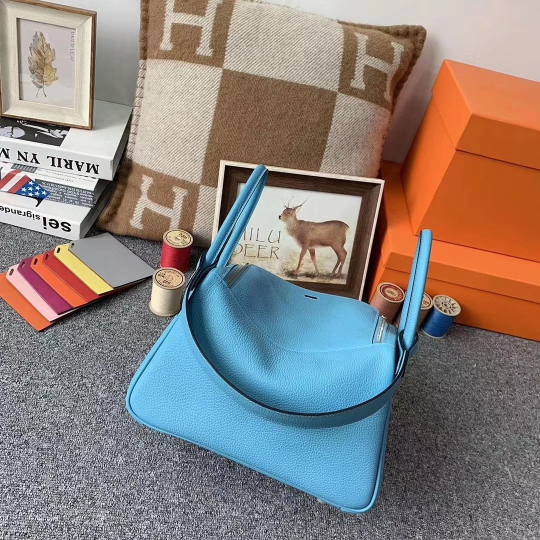 Hermès（爱马仕）北方蓝 原厂御用顶级小牛皮 Lindy 26 银扣