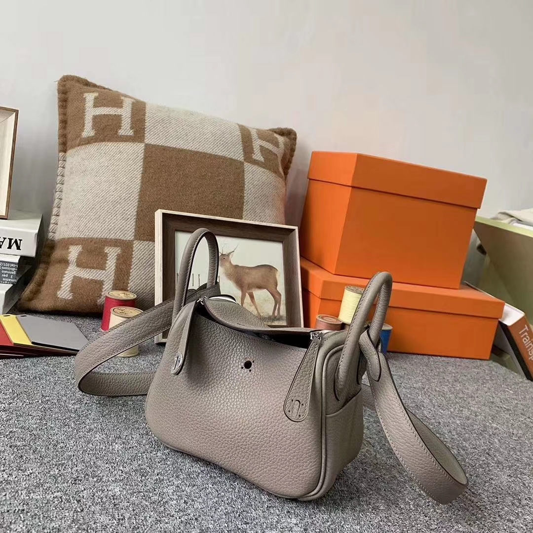 Hermès（爱马仕）M8沥青灰 巴黎灰 原厂御用顶级TC皮 Mini Lindy 银扣 现货