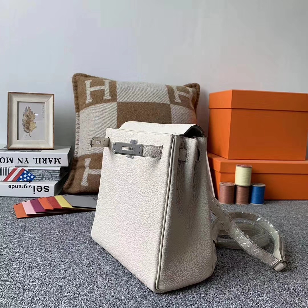 Hermès（爱马仕）奶昔白 原厂御用顶级TC皮 Kelly ado 银扣 现货