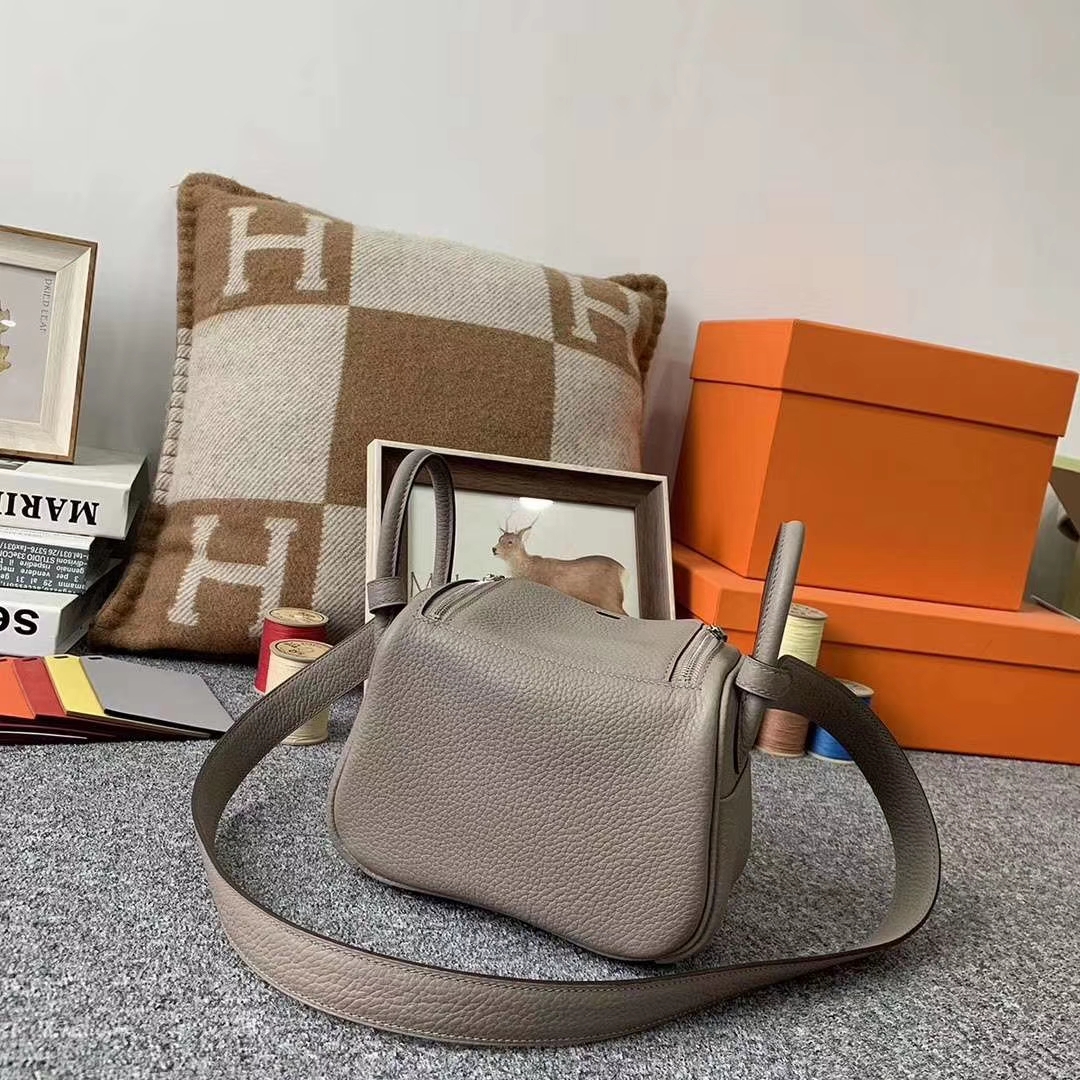 Hermès（爱马仕）M8沥青灰 巴黎灰 原厂御用顶级TC皮 Mini Lindy 银扣 现货