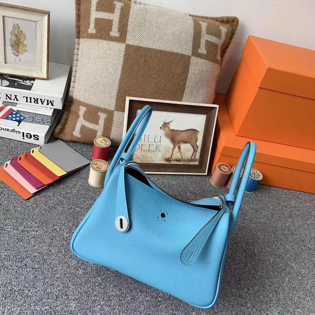 Hermès（爱马仕）北方蓝 原厂御用顶级小牛皮 Lindy 26 银扣