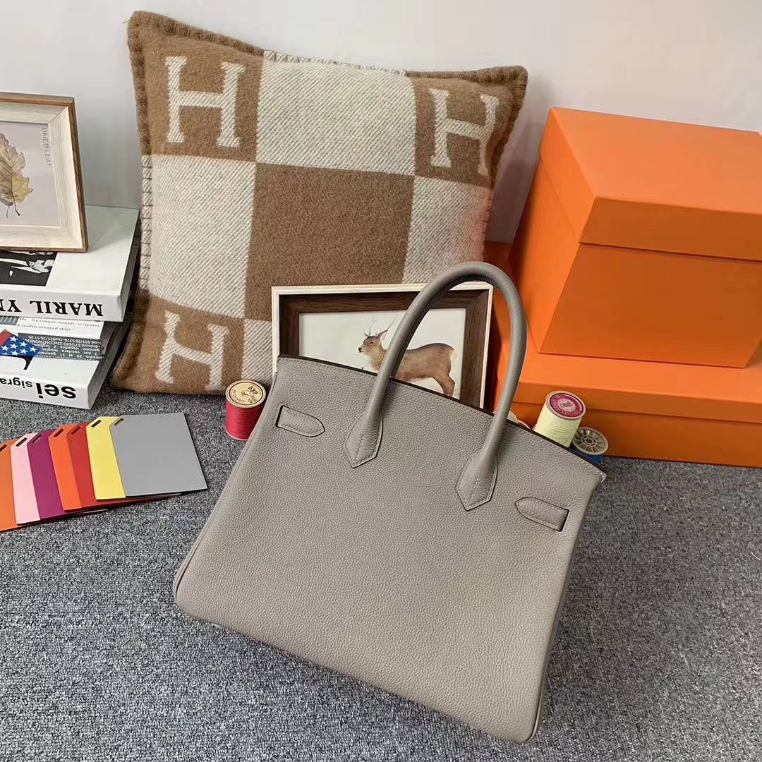 Hermès（爱马仕）M8沥青灰 巴黎灰 原厂御用顶级小牛皮 Birkin 30 银扣 现货