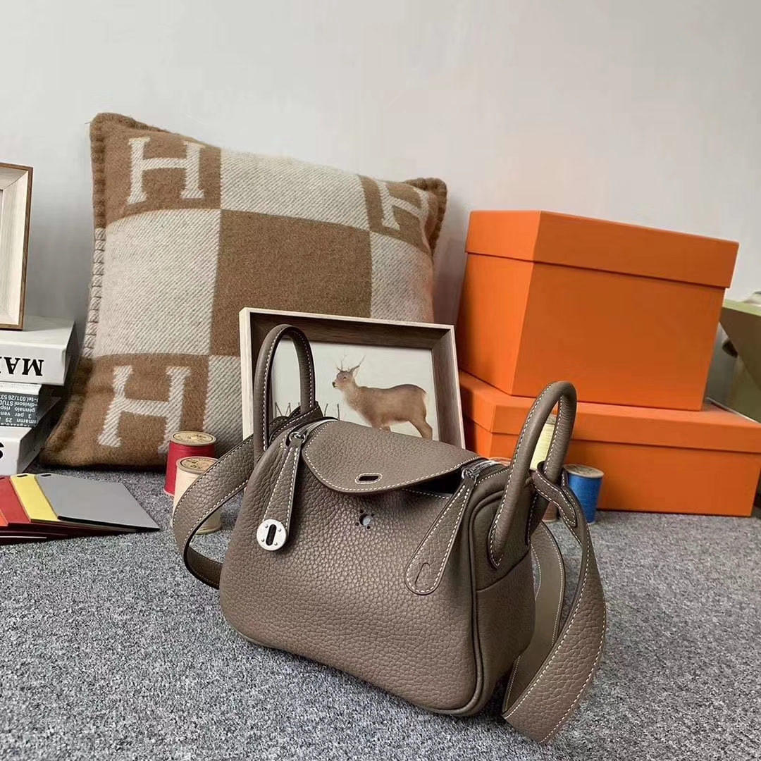 Hermès（爱马仕）CK18大象灰 原厂御用顶级TC皮 Mini Lindy 银扣 现货