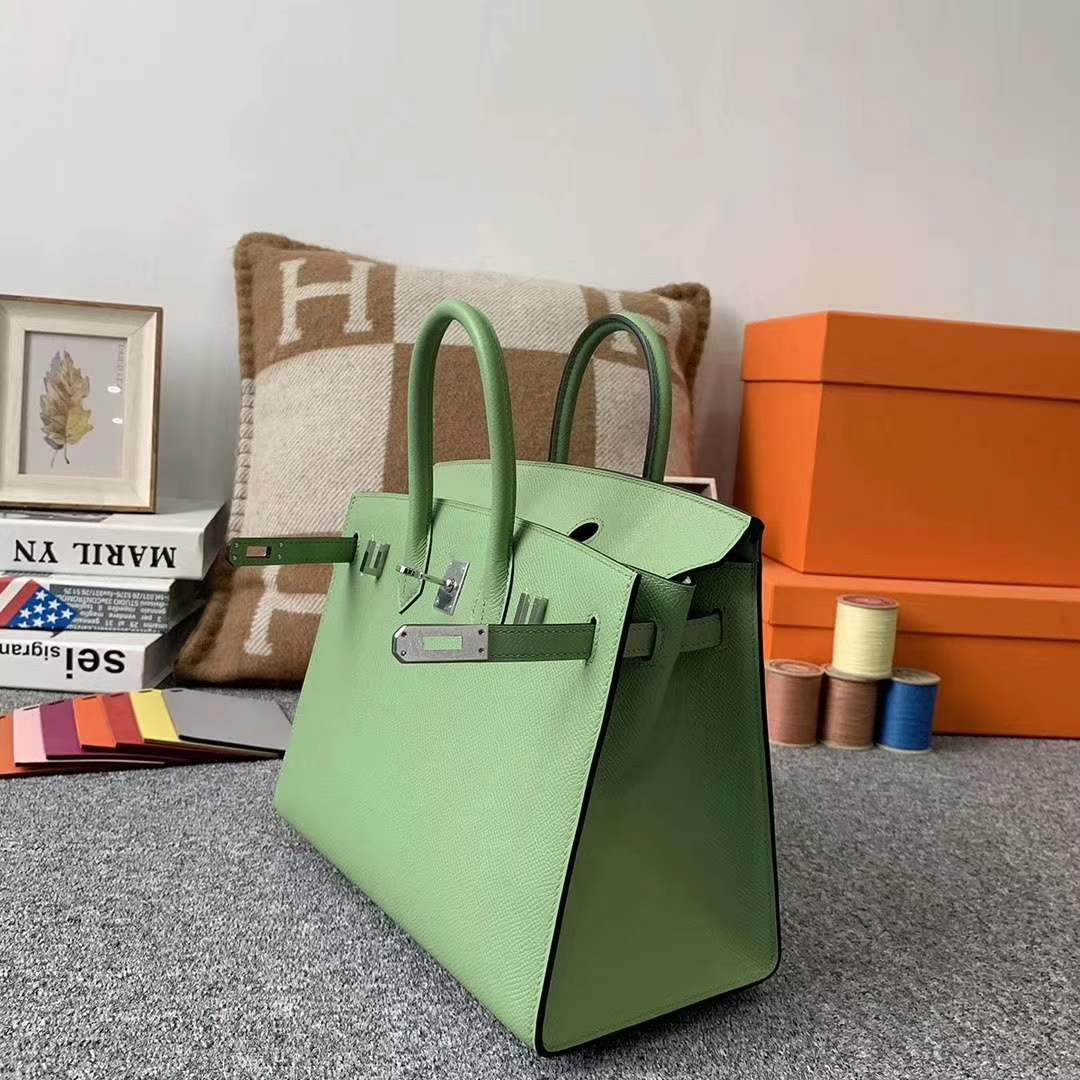 Hermès（爱马仕）3I 牛油果绿 原厂御用顶级Epsom 皮 Birkin 25 银扣 外缝
