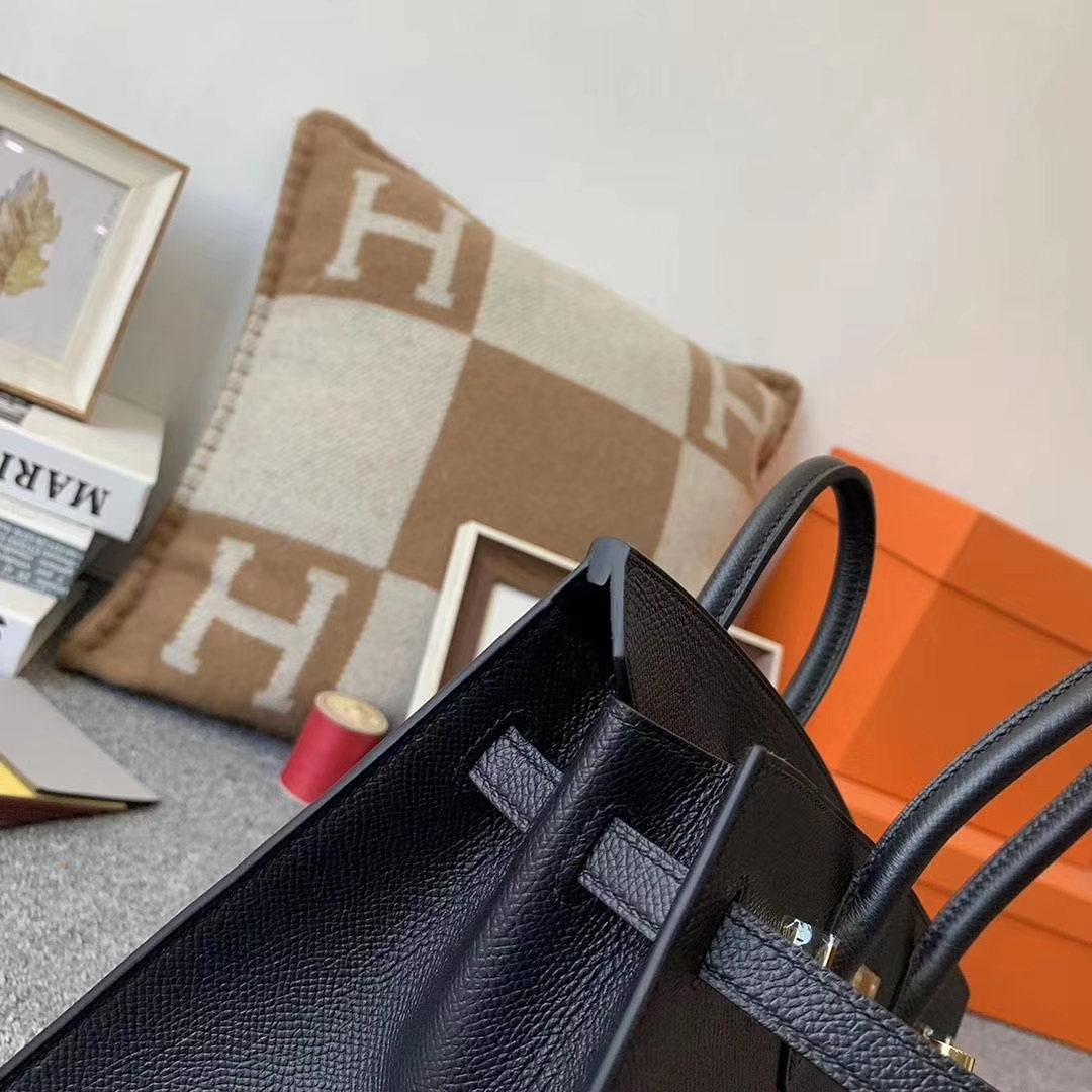 Hermès（爱马仕）cK89 黑色 原厂御用顶级Epsom皮 Birkin 25 金扣 外缝 现货