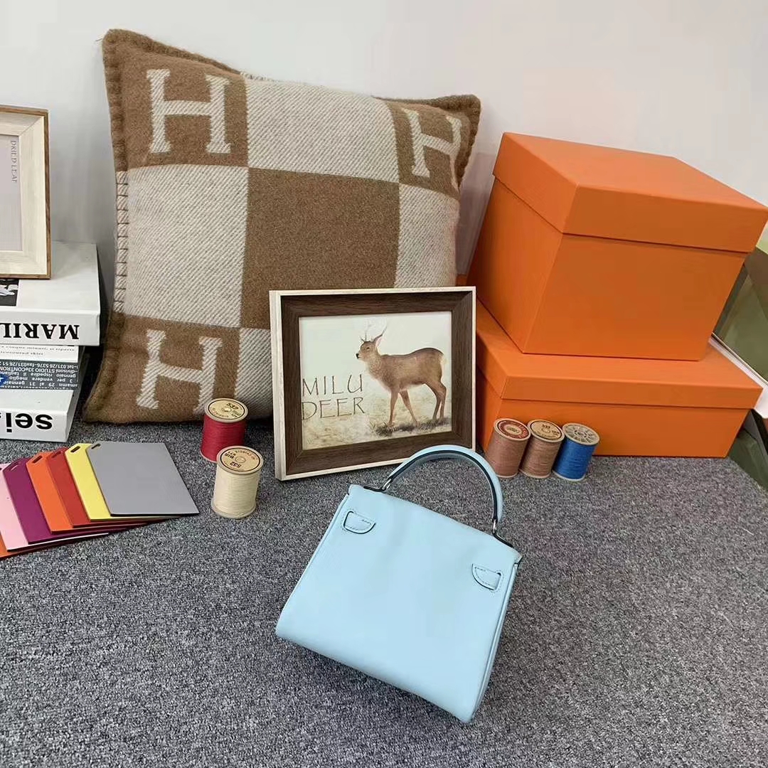 Hermès（爱马仕）U2微风蓝拼7L普鲁士蓝 原厂御用顶级Swift 皮 Kelly doll 银扣 现货
