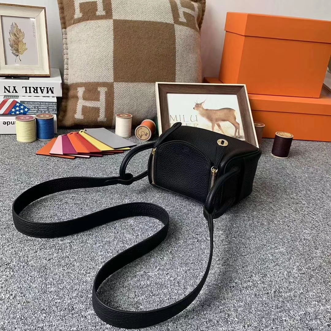 Hermès（爱马仕）CK89黑色 原厂御用顶级TC皮 Mini Lindy 金扣 银扣 现货