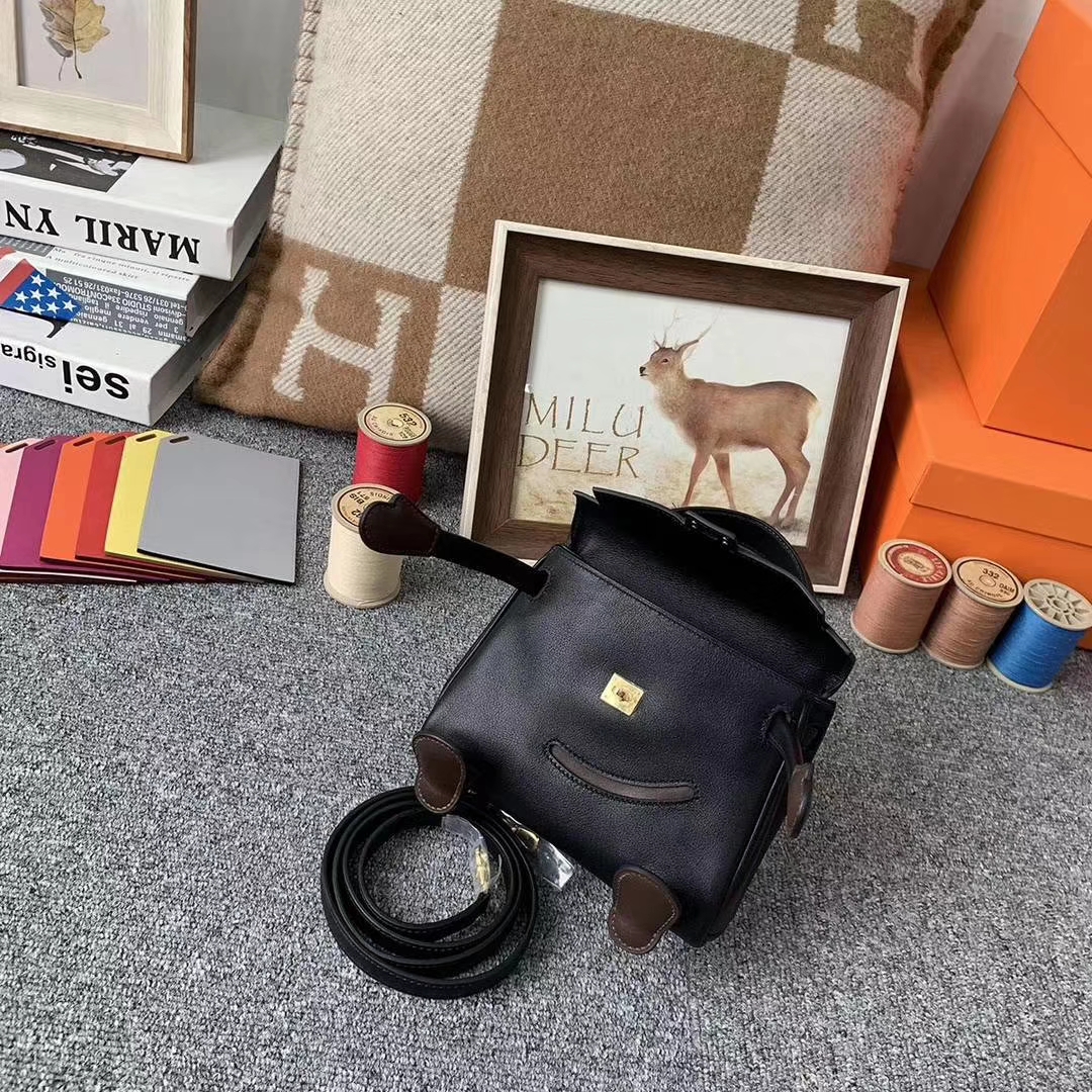 Hermès（爱马仕）CK89黑色拼深咖啡 原厂御用顶级Swift 皮 Kelly doll 金扣 现货