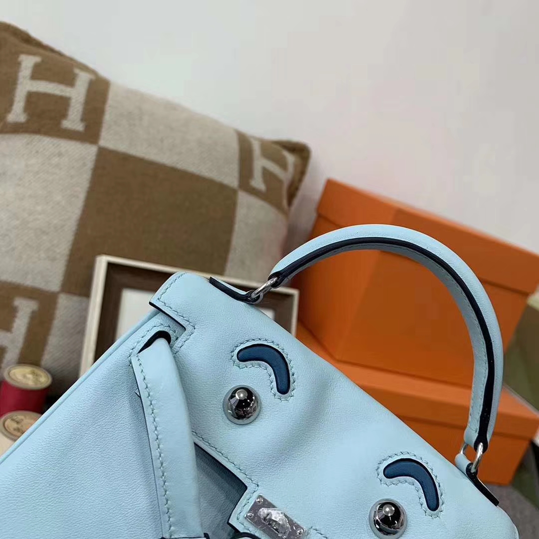 Hermès（爱马仕）U2微风蓝拼7L普鲁士蓝 原厂御用顶级Swift 皮 Kelly doll 银扣 现货