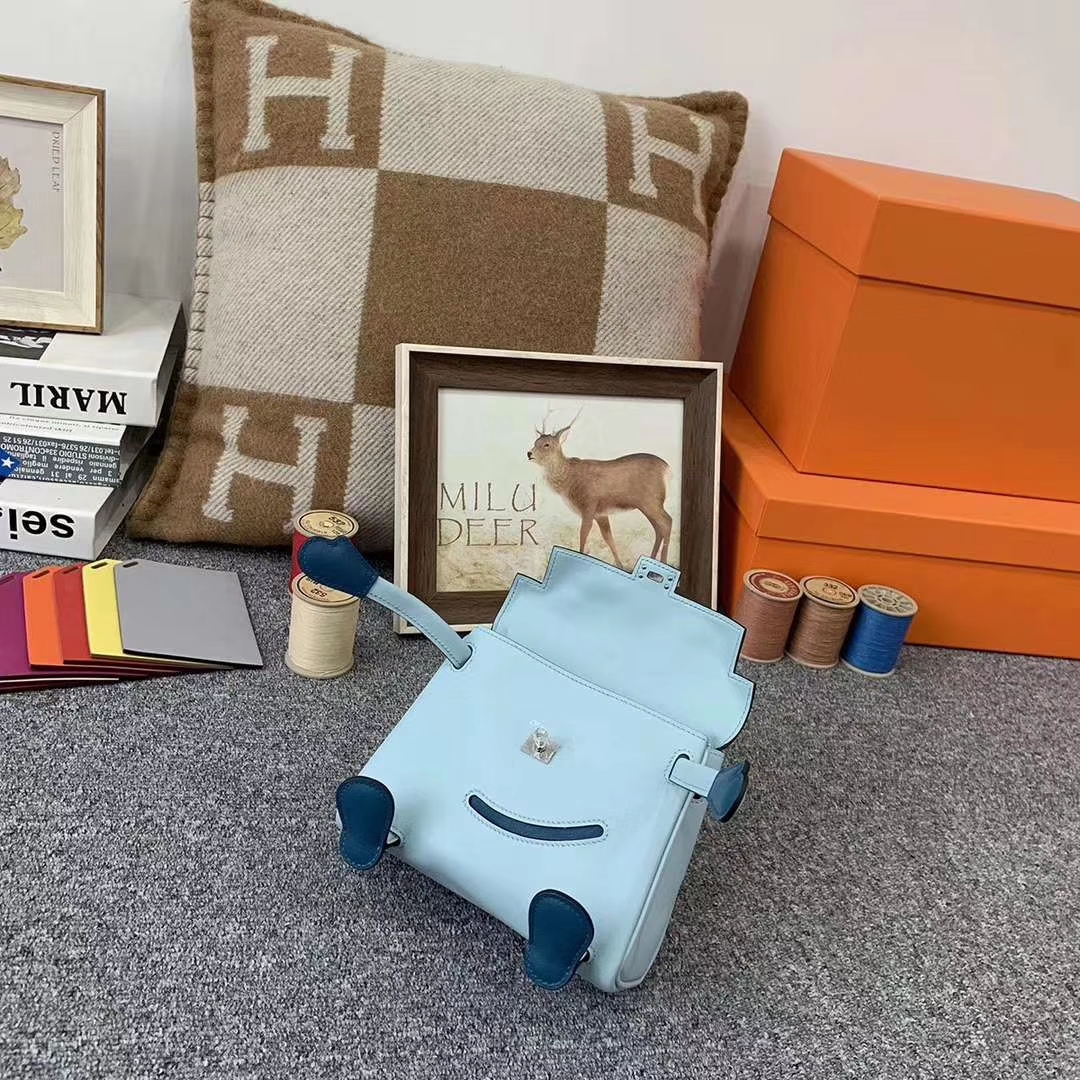 Hermès（爱马仕）U2微风蓝拼7L普鲁士蓝 原厂御用顶级Swift 皮 Kelly doll 银扣 现货