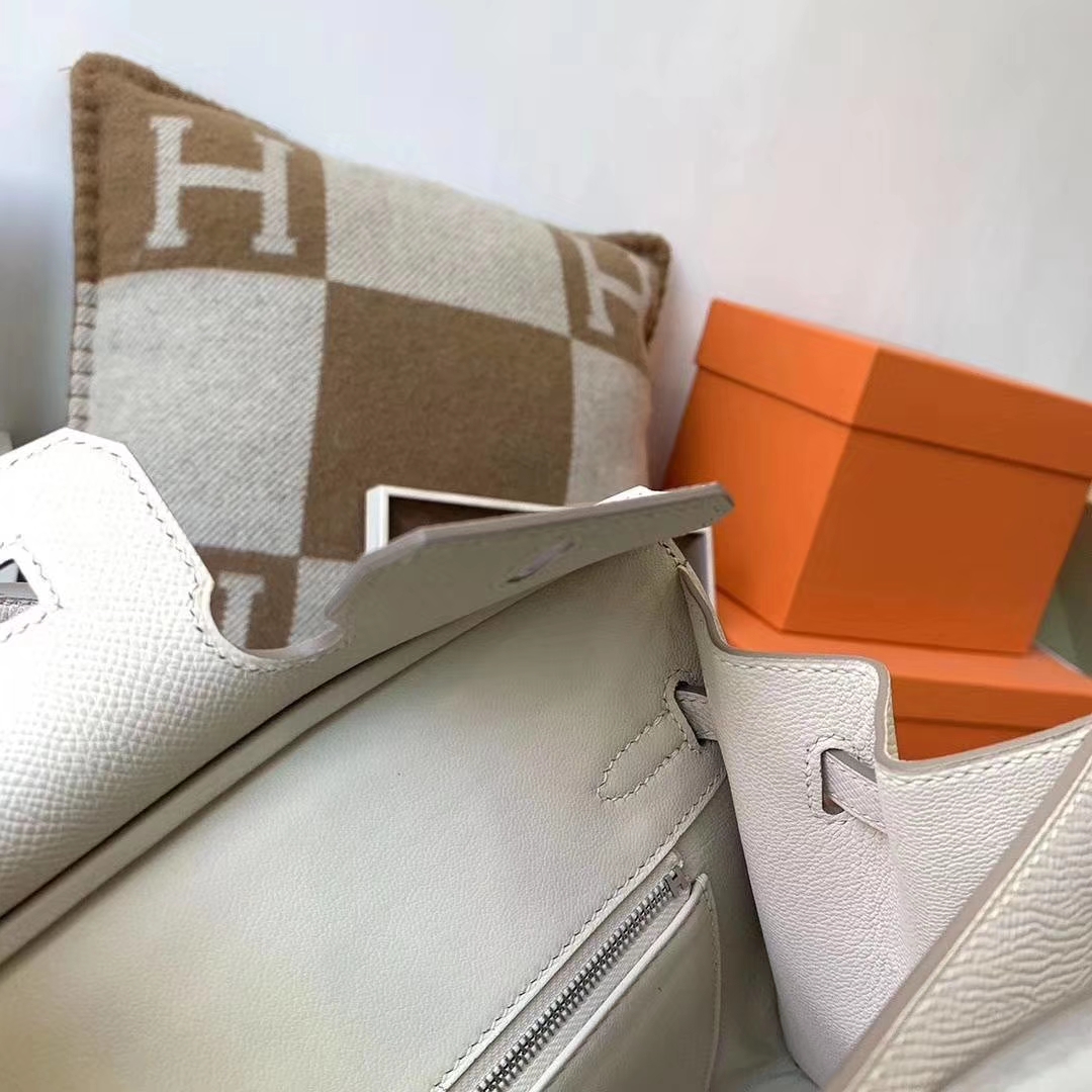 Hermès（爱马仕）奶昔白 原厂御用顶级Epsom 皮 Birkin 25 银扣 外缝 现货