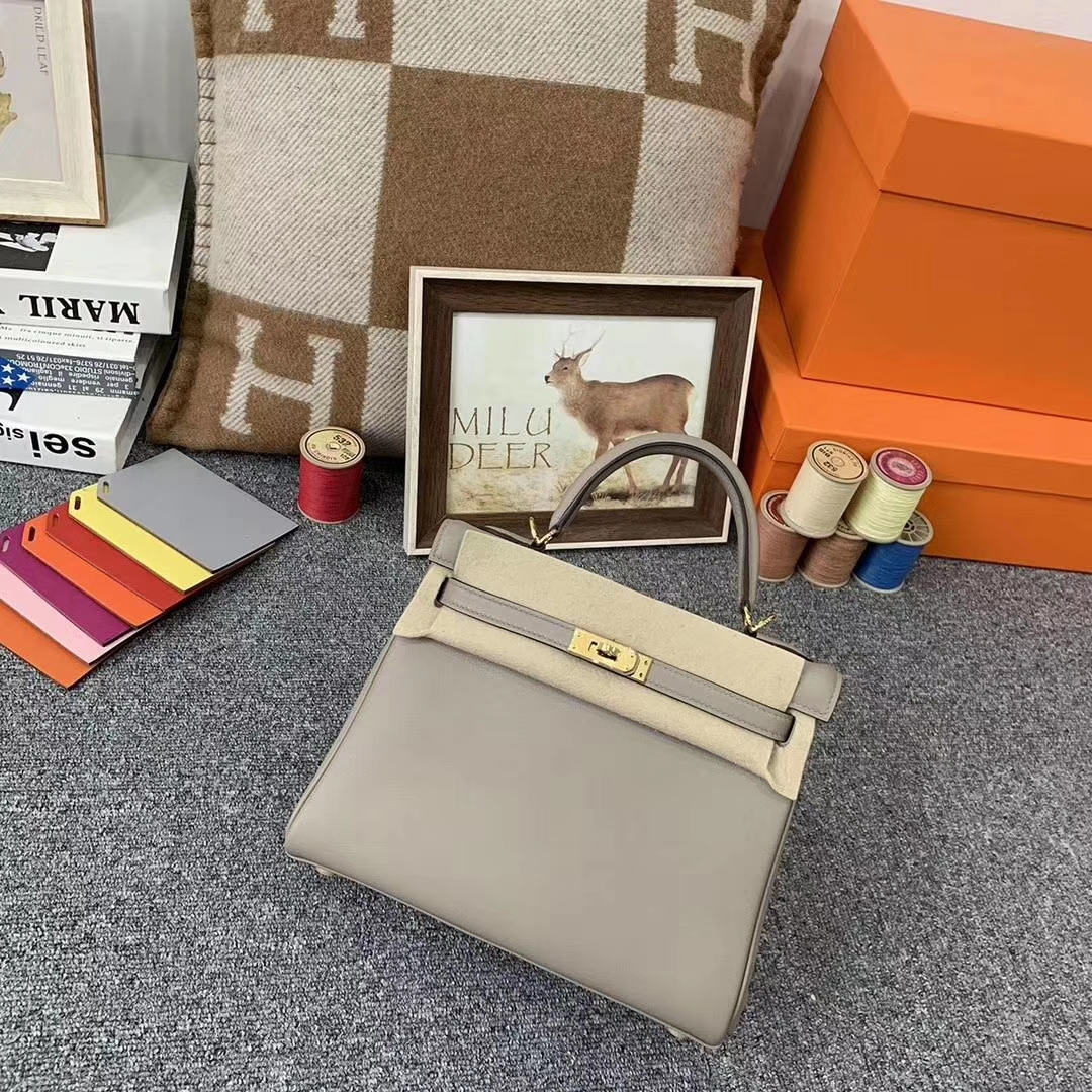 Hermès（爱马仕）M8 沥青灰 原厂御用顶级Swift 皮 Kelly 25 内缝 金扣
