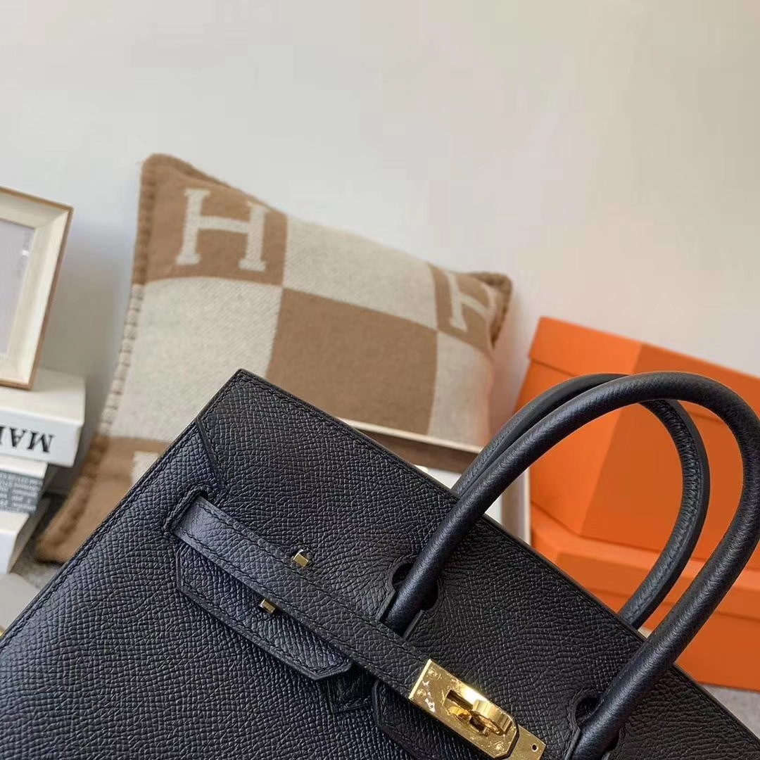 Hermès（爱马仕）cK89 黑色 原厂御用顶级Epsom皮 Birkin 25 金扣 外缝 现货
