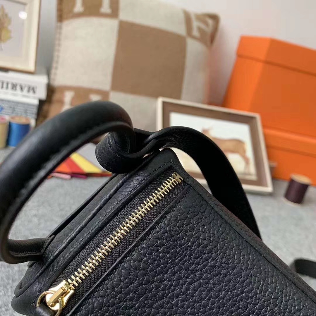 Hermès（爱马仕）CK89黑色 原厂御用顶级TC皮 Mini Lindy 金扣 银扣 现货