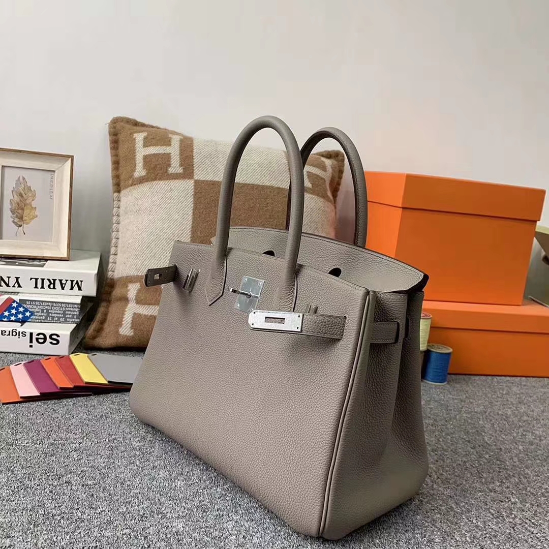 Hermès（爱马仕）M8沥青灰 巴黎灰 原厂御用顶级小牛皮 Birkin 30 银扣 现货