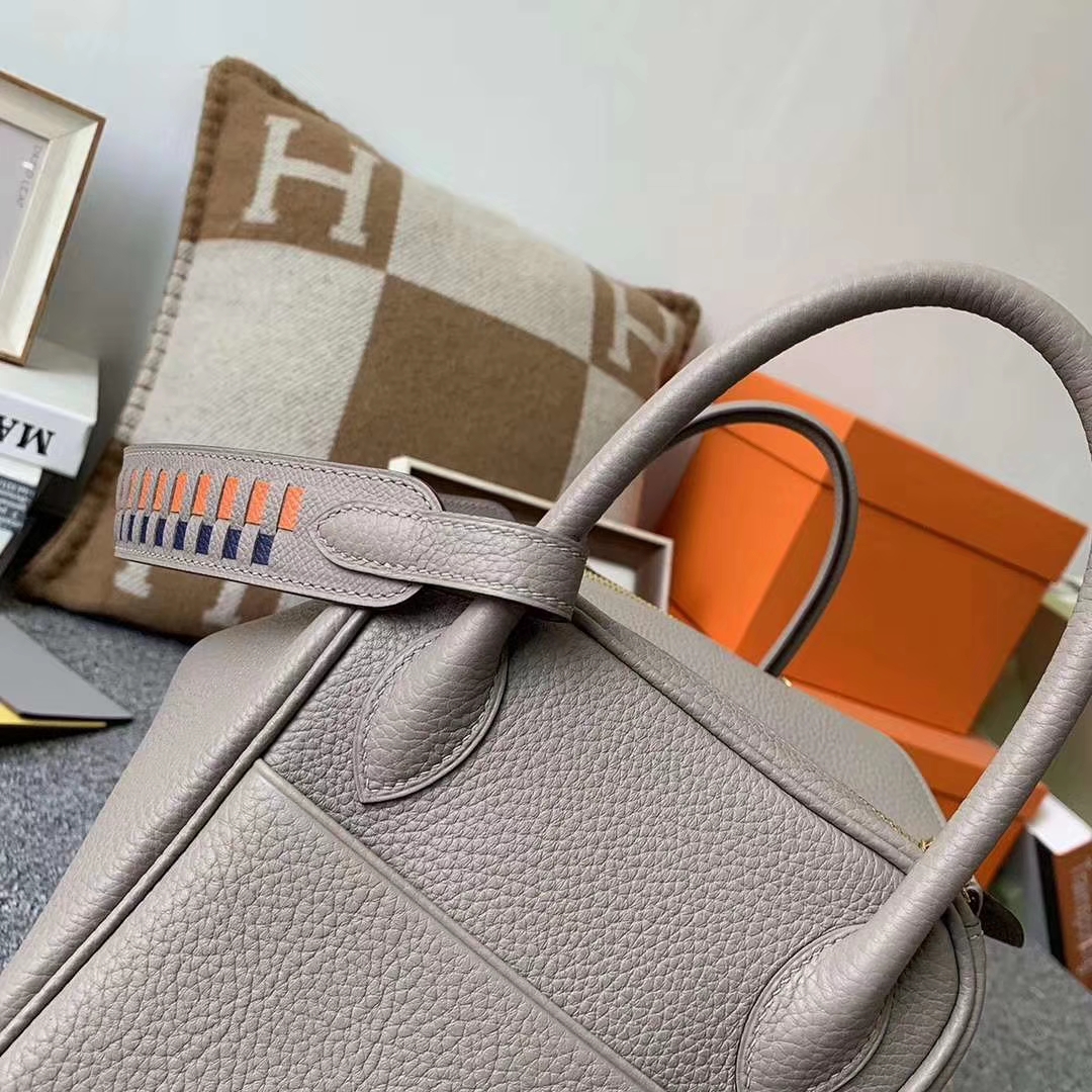 Hermès（爱马仕）M8沥青灰 原厂御用顶级TC皮 lindy30 银扣 肩带epsom 编织手柄