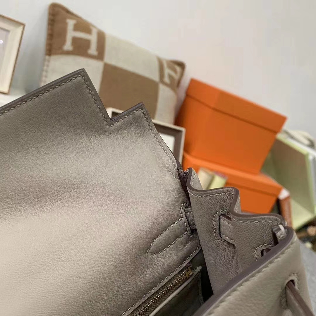 Hermès（爱马仕）M8 沥青灰 原厂御用顶级Swift 皮 Kelly 25 内缝 金扣