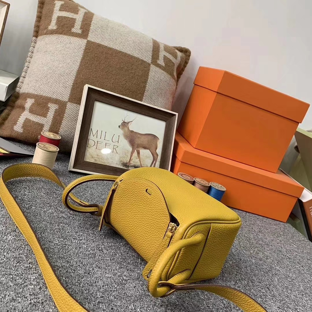 Hermès（爱马仕）9D琥珀黄 原厂御用顶级TC皮 Mini Lindy 金扣 现货