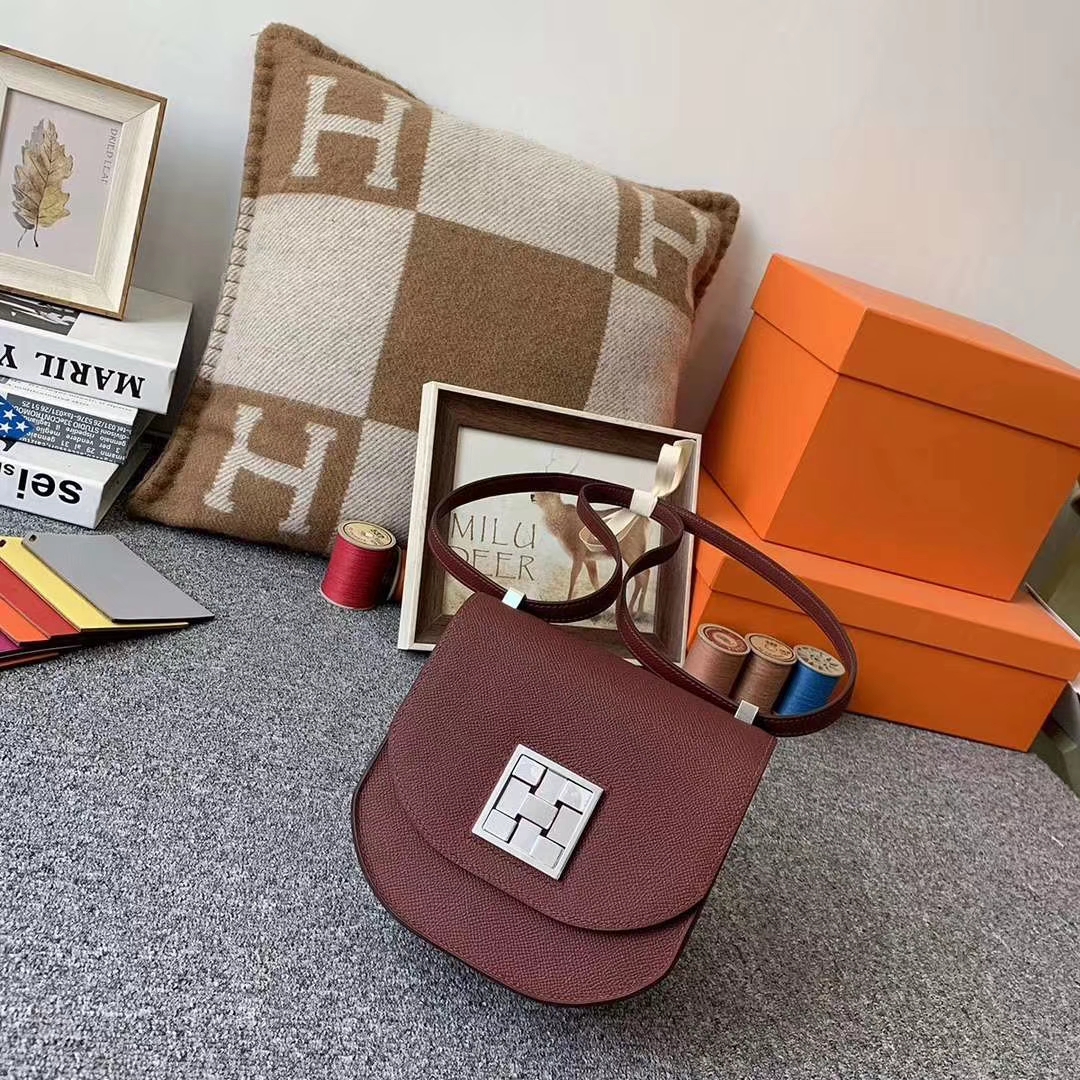 Hermès（爱马仕）爱马仕红 原厂御用顶级Epsom 皮 马赛克 银扣