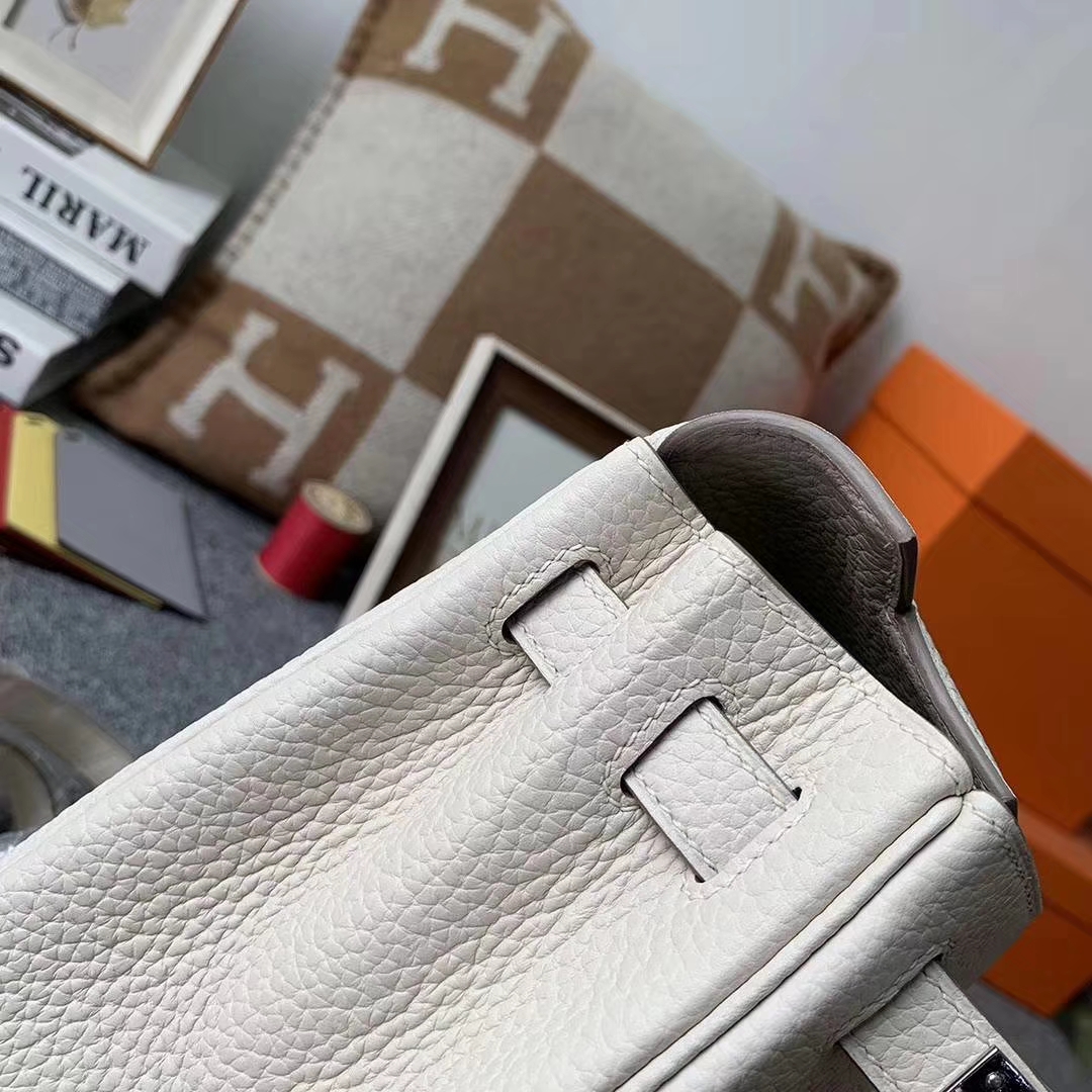 Hermès（爱马仕）奶昔白 原厂御用顶级TC皮 Kelly ado 银扣 现货