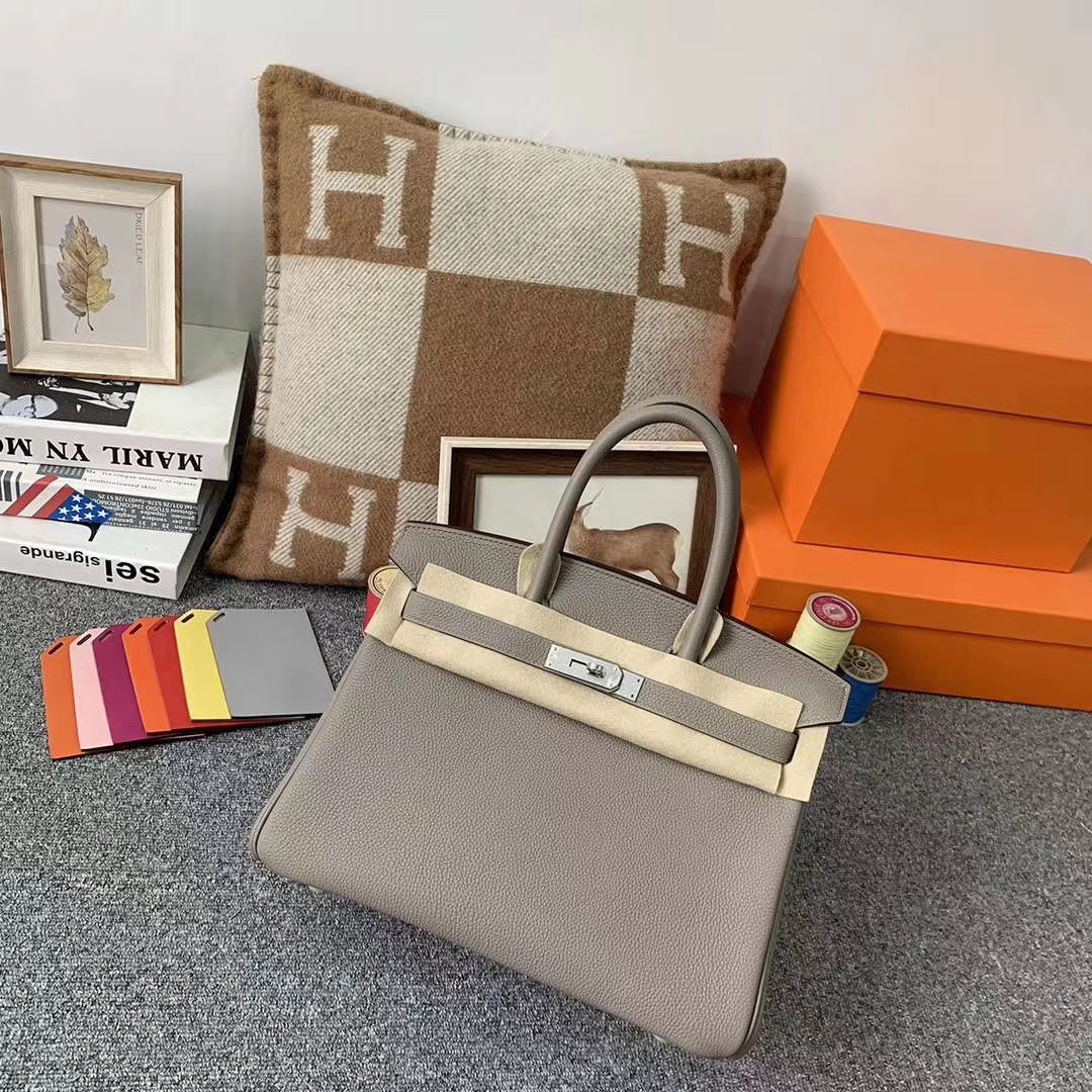 Hermès（爱马仕）M8沥青灰 巴黎灰 原厂御用顶级小牛皮 Birkin 30 银扣 现货